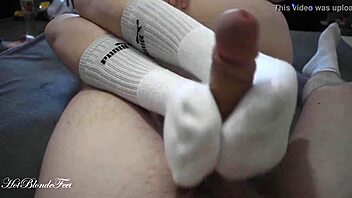 Sexy Footjob in Long Socks - Miley Grey