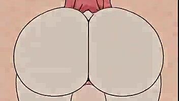 Big assed anime girls get monster cock in porn game