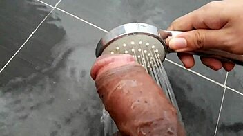 I am a gay Vietnamese guy jerking off in the bathroom until I cum hard from masturbation