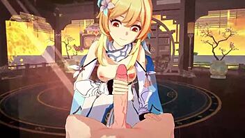 you gotta see this genshin impact cowgirl riding and squirting her big tits all over the place