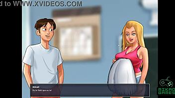 Big tits and ass cheerleaders in animated Summertime saga