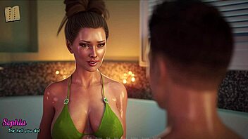 A wife and stepmother unwind with a relaxing game in anime style.