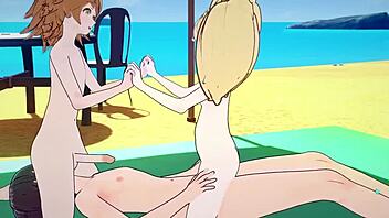 Watch Chihiro And Hiyoko Get Wild On The Beach!