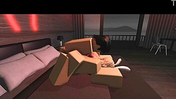 Conning Roblox game with animated bunny slut in doggy style