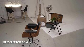 nostalgic naughty fun with foot fetish babe shalina devine at work