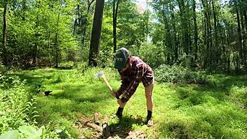 hey pawg lumberjack, stripping naked in the woods?