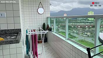 security camera catches employee cleaning in mini shorts she's so naughty with huge ass 😏