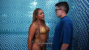 Oh wow, my best friend's son and I in the sauna for interracial sex! Carla Morelli and Pipeboy1