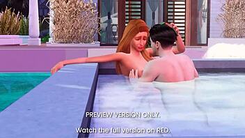 Hot tub romance in 3D hentai: naughty sex in the jacuzzi bath, preview version