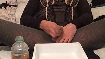 Dirty drunk old man pisses in public