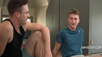 Gay step family’s post-workout session heats up in a roleplay game