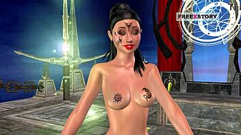 an animated 3d cartoon of a cute indian girl posing with a banana