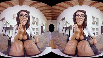 Virtual reality porn video of a remote interview with a beautiful woman