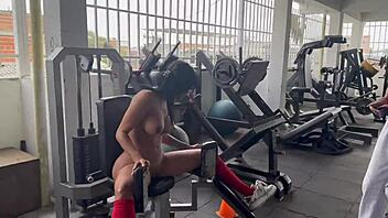 i do my naked exercise routine with cute transgender girl may hernandez outdoors