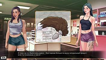 In this gameplay, the teen slut dances in bikini before getting double assfucked.