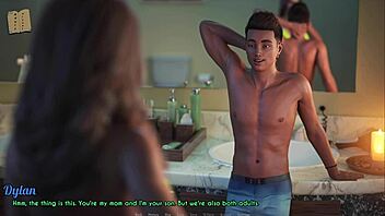 A wife and stepmother unwind with a relaxing game in anime style.