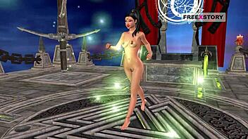 an animated 3d cartoon of a cute indian girl posing with a banana