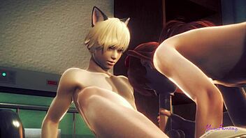 Is Asuka femboy ready to swallow all that cum in Evangelion?