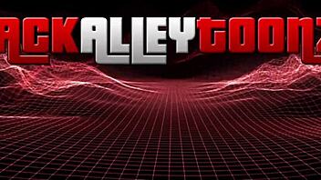 in this cartoon, the curvy character with huge ass and big tits wears a sexy outfit that drives men wild