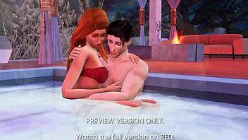 Hot tub romance in 3D hentai: naughty sex in the jacuzzi bath, preview version