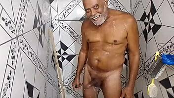 gugu da sunga dancing in the bathroom with hard cock