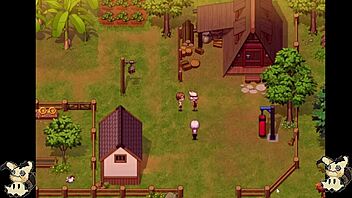 Did you see that? Spying on the blacksmith's big ass in the bathroom during our hentai game countryside life, part 4, and catching those huge tits!