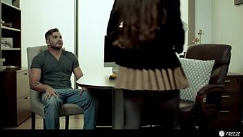 Nathan Undresses Hazel Moore, Fucks Her Doggystyle And Cums On Hairy Pussy