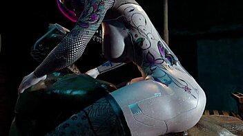 Sexy cyber whore rides cock hard 😈