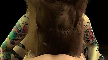 Goth girl in 3D anime doing wild 69 close-up