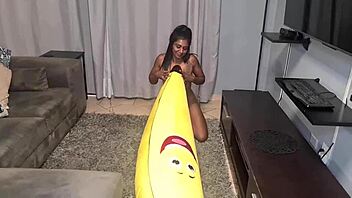 Watch this tattooed desi slut ride a banana kinky homemade