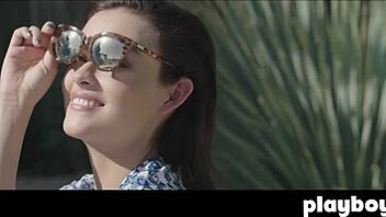 Perfect Brunette Alexandra Tyler Poses Outdoors, Exposing Her Nice Boobs