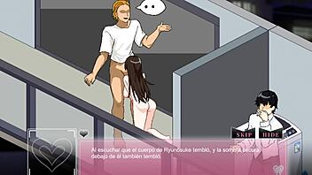 Hentai game NTRaholic bangs wife on balcony