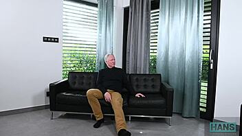 Hey, let’s give Grandpa Hans a steamy birthday blowjob with double action!