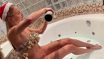 Skinny blonde with tight body plays with big dick in kitchen and bathroom