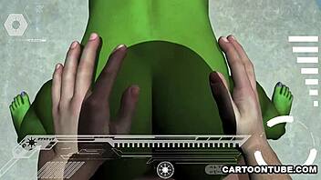 alien gets tits and pussy fucked hard in pov