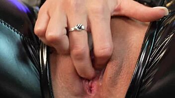 i deepthroated and got hard fucked doggy style, horny brunette in latex