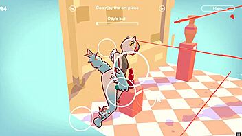 In this hentai game ep 2, the character fucks the ceiling lamp as an anal plug in the university classroom.