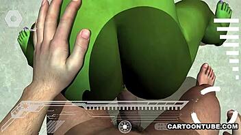 alien gets tits and pussy fucked hard in pov