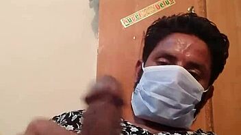 Hot gay homemade video with silk gown play.