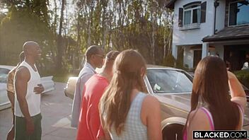 can violet myers really take 8 big black cocks in her gangbang debut?