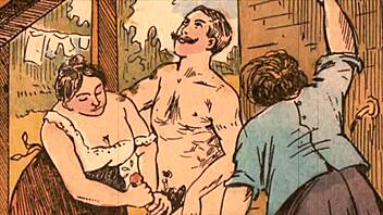 Vintage erotic drawings blend retro charm with steamy cartoon vibes.