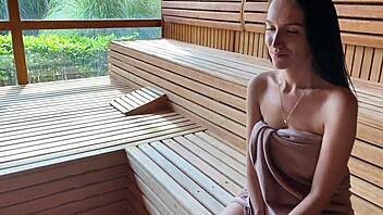 First time in a sauna, she says, Wanna risk it all with a stranger?