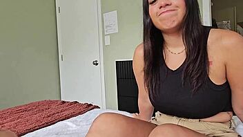 Hey, watch this latina step sis blowjob me in pov cum on tits style!