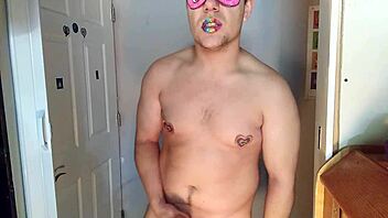 Gay twink moans with big cock at unicorn pride! 🌈