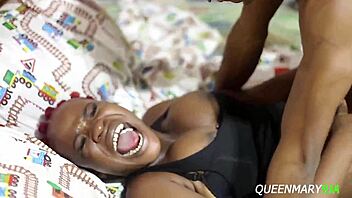 Black ebony queen moans to big black cock