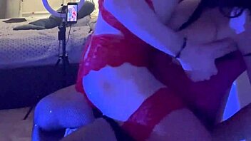 wife with big tits cheats on her husband by fucking a bitch in stockings