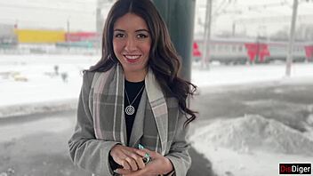 uh, public agent got this girl from station to do casting on train