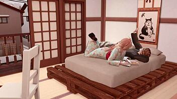 Teasing Japanese Couple Rides and Blows in 3D Hentai!