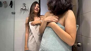 My husband cooks eggs while his stepsister helps me in the shower.