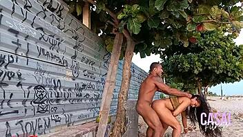 Hot crossdressing action at the beach for all to see